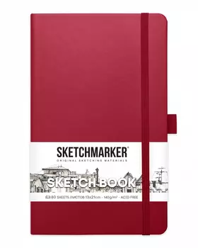 Блокнот для зарисовок Sketchmarker 13х21 см 80 л 140 г, твердая обложка Фуксия