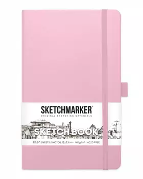 Блокнот для зарисовок Sketchmarker 13х21 см 80 л 140 г, твердая обложка Розовый