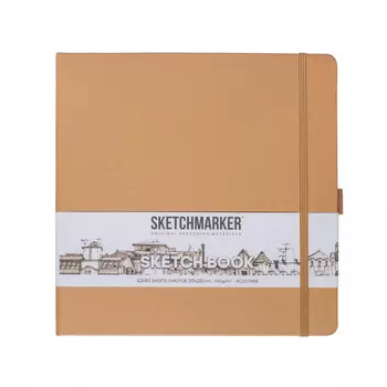 Блокнот для зарисовок Sketchmarker 20*20 cм 80 л 140 г, твердая обложка Капучино