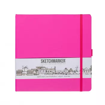 Блокнот для зарисовок Sketchmarker 20*20 cм 80 л 140 г, твердая обложка Фуксия