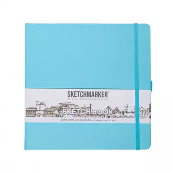 Блокнот для зарисовок Sketchmarker 20*20 cм 80 л 140 г, твердая обложка Небесно-голубой