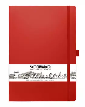 Блокнот для зарисовок Sketchmarker 21х29,7 см 80 л 140 г, твердая обложка Красный