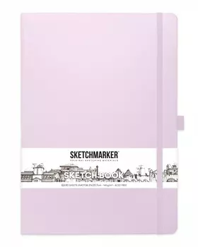 Блокнот для зарисовок Sketchmarker 21х30 см 80 л 140 г, твердая обложка Фиолетовый пастельный