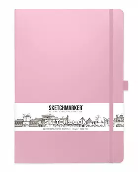 Блокнот для зарисовок Sketchmarker 21х30 см 80 л 140 г, твердая обложка Розовый