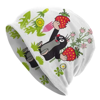 Шапка с напуском Happy Mole с цветком, унисекс, зимние шапочки Skullies, шапка для взрослых, мультяшная шапка Krtek Little Maulwurf, вязаная шапка Skullies Beanie Hat