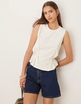 Топ-корсет ASOS DESIGN с декоративными швами в цвете «кремовый»