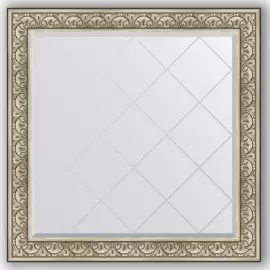 Зеркало с гравировкой в багетной раме Evoform барокко серебро 106 мм 110x110 см