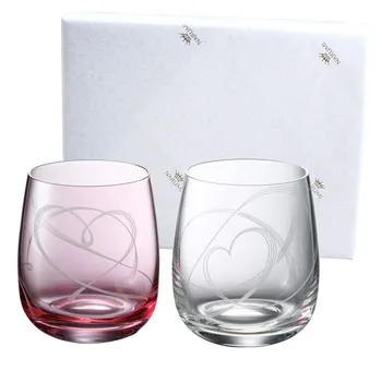 Пара стеклянных стаканов NARUMI Glass Works Heart Knot 250 куб. см, розовый, прозрачный, набор из 2 штук, милый свадебный подарок, бесплатный стакан с подарочной коробкой, упакованный и GW4051-18250AAZ