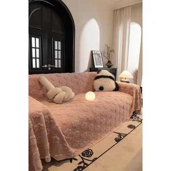 Funda Sofa Living Room Footprint Jacquard Толстый теплый диванный плед Зимний чехол Sherpa для кемпинга и пикника 180x90cm