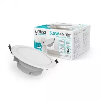 Встраиваемый светильник светодиодный IP54 Gauss Elementary Downlight 999420205