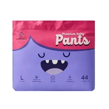 SUPERGREEN Подгузники-трусики Premium baby Pants размер L ( вес 11-16 кг) 44.0