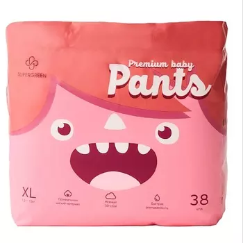 SUPERGREEN Подгузники-трусики Premium baby Pants размер XL ( вес 13-18 кг) 38.0
