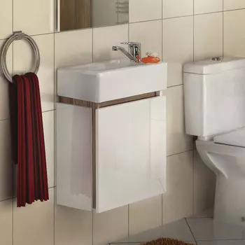 Тумба с раковиной подвесная Aquaton Эклипс 45 L белый-светлое дерево