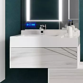 Тумба с раковиной AQUATON Сакура 80 L, ольха наварра, белая