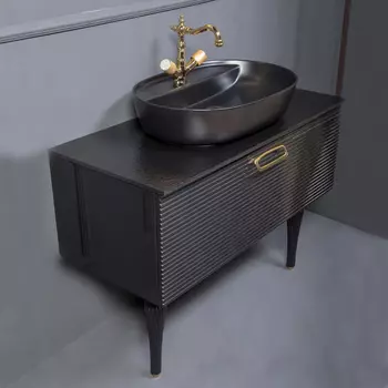 Тумба с раковиной Armadi Art Vallessi Avangarde Linea 100 черная, с накладной раковиной