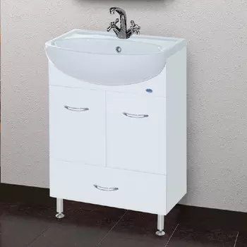 Тумба с раковиной Bellezza Уют 55 с нижним ящиком белая