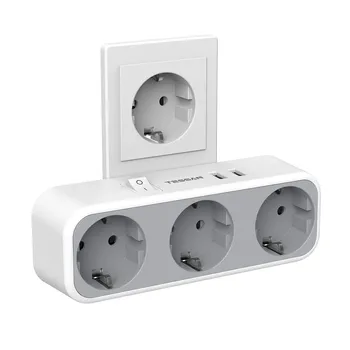 TESSAN Mini EU вилка-удлинитель, удлинитель с розетками 1/2/3, 2 USB-порта, адаптер для настенного зарядного устройства с защитой от перегрузки 1 Outlets & 2 USB Ports серый