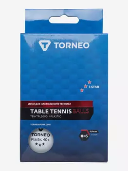 Набор мячей для настольного тенниса Torneo, 3-Star, 6 шт., Белый