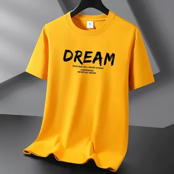 Dream 10 цветов, мужская футболка из чистого хлопка, свободная мужская футболка с круглым вырезом и коротким рукавом, большой размер S-6XL S