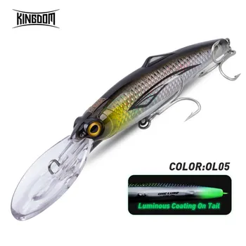 Kingdom Kingpro OM145/160 Воблеры Minnow для троллинговых приманок 74 г Большая искусственная плавающая рыболовная приманка для морской рыбалки 74g-OL01