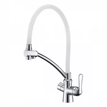Смеситель Lemark Comfort LM3070C-White для кухни с подключением к фильтру питьевой водой, хром белый