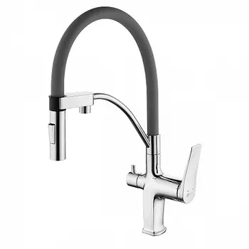 Смеситель Lemark Comfort LM3074C-Gray для кухни, с гибким изливом, с подключ. к фильтру питьевой вод