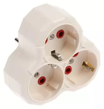 Разветвитель Luazon Lighting, 3 розетки, 16а, с з/к, белый