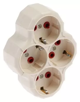 Разветвитель Luazon Lighting, 4 розетки, 16а, с з/к, белый