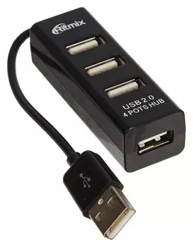 Разветвитель USB (Hub) Ritmix Cr-2402, 4 порта, USB 2.0, черный