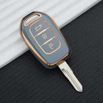 Чехол для ключей из ТПУ с 3 кнопками для Dacia Sandero Stepway Logan Duster для Renault Duster Dokker Logan Stepway Clio 5 SS2 Renault TWingo, чехол чёрный