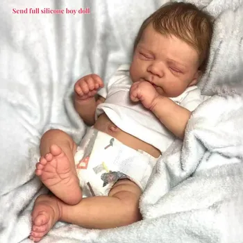 Реалистичная 49см полностью силиконовая кукла Reborn Baby Doll Pascale Прекрасная спящая кукла для девочек Игрушки Реалистичные имплантированные волосы Кукла для новорожденного Детский подарок на день рождения full silicone girl