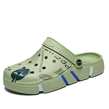 Men s versatile sandals new platform outdoor non-slip hole shoes Korean version trendy beach bag head slippers 36 серый
