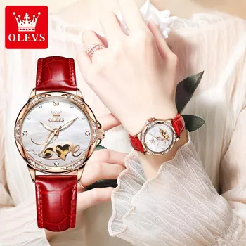 Брендовые часы OLEVS Love Hollow Design, популярные водонепроницаемые светящиеся женские часы, женские часы