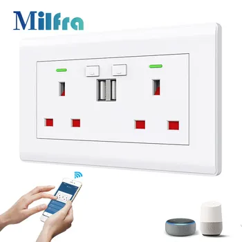 Умная розетка Tuya с Wi-Fi и двумя USB-портами, 5 В/2,1 А