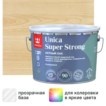 Лак яхтный Tikkurila Unica Super Strong База ЕР бесцветный высокоглянцевый 9 л