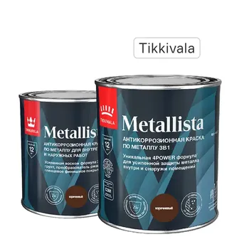 Грунт-эмаль по ржавчине 3 в 1 Tikkurila Metallista гладкая цвет коричневый 0.8 л