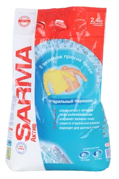 Стиральный порошок Sarma Актив «Горная свежесть», 5 энзимов против пятен, 2,4 кг