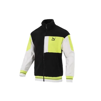 Puma Retro Sherpa Logo Лоскутная спортивная куртка Мужская верхняя одежда Черный 534678-01 S