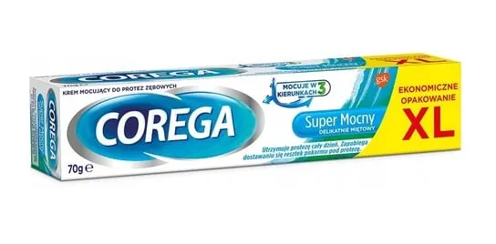Суперсильный адгезивный крем для зубных протезов, Gally Mint, 70 г Corega