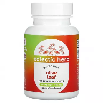 Eclectic Institute, Raw Fresh Freeze-Dried, Оливковые листья, 400 мг, 90 вегетарианских капсул без ГМО