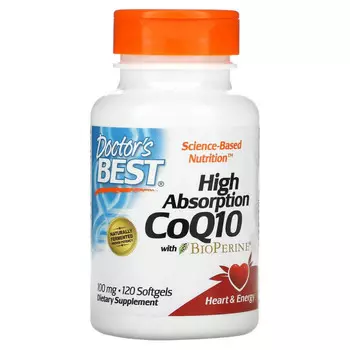 Doctor's Best, коэнзим Q10 с высокой степенью всасывания с BioPerine, 100 мг, 120 капсул