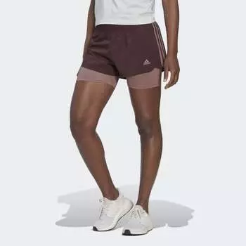 Женские шорты adidas Pacer 3-Stripes Woven Two-in-One Shorts (Красные)