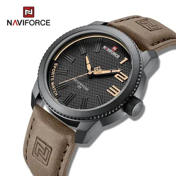 Naviforce NF9202 Креативные подарочные кожаные мужские часы Кварцевые модные спортивные наручные часы 260mm белый