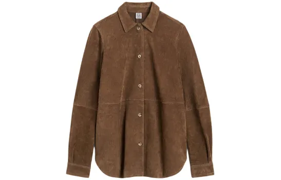 Рубашка с замшевыми вставками TOTEME, Tobacco Brown