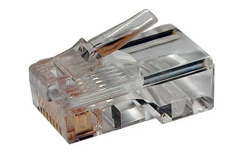 Коннектор RJ-45 (8P8C) cat.5e Hyperline PLUG-8P8C-U-C5-100 (100 шт) под витую пару, (50 µ"/ 50 микродюймов), универсальный