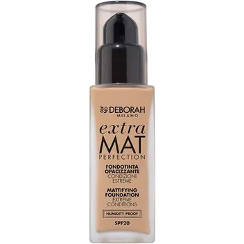 Deborah Тональная основа Extra Mat Perfection Foundation N.3.3 с золотым финишем, непрозрачная текстура, не оставляет следов и устойчива к влаге, Spf20, 30 мл