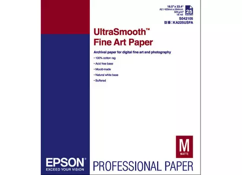 Фотобумага_Ultra Smooth Fine Art Paper A2, 325 г/м2, 25 листов (C13S042105)