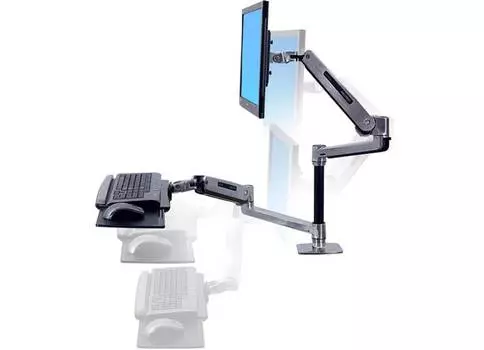 Крепление_WorkFit-LX двойное настольное (45-405-026) Sit-Stand для монитора, клавиатуры/мыши