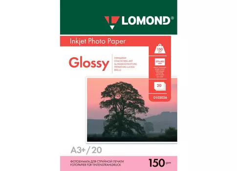Фотобумага_для струйной печати, A3+, 150 г/м2, 20 листов, односторонняя, глянцевая (0102026)