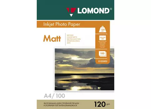 Фотобумага_для струйной печати, A4, 120 г/м2, 100 листов, односторонняя, матовая (0102003)